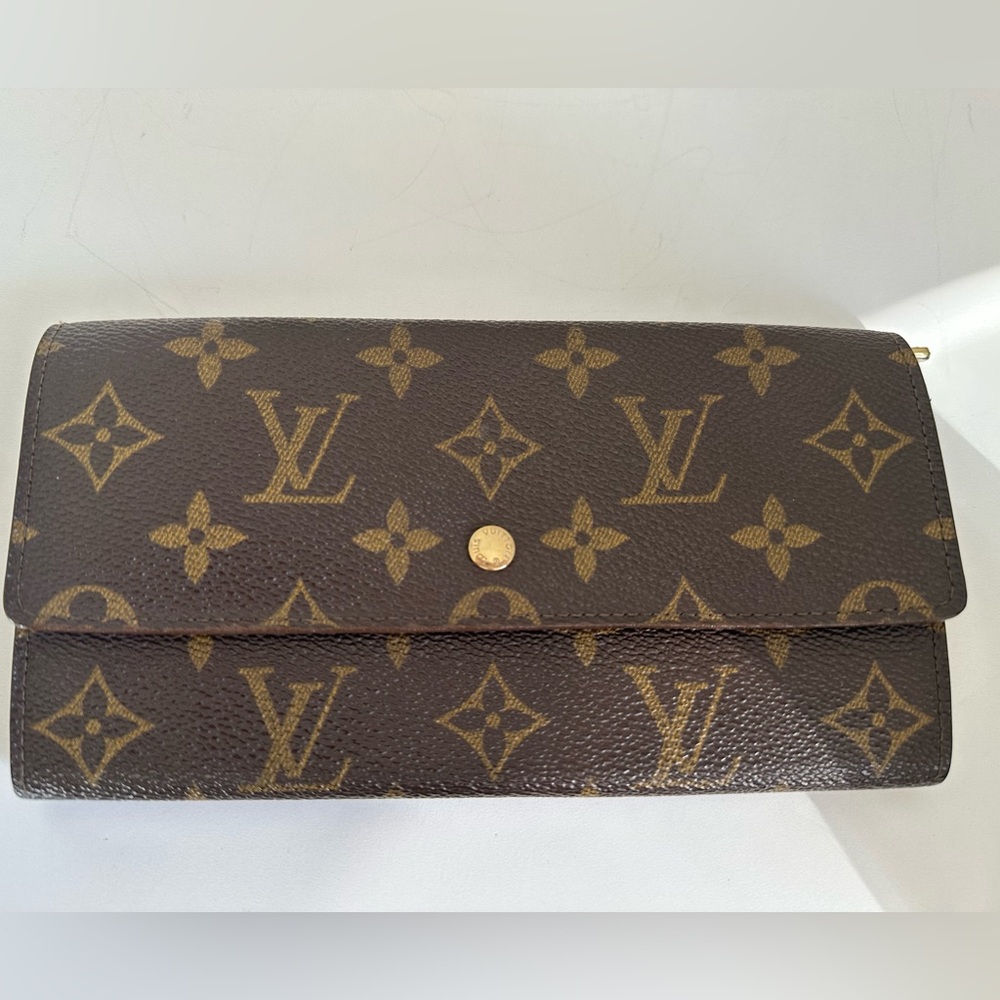 Louis Vuitton Classic Monogram Wallet in Brown and Gold